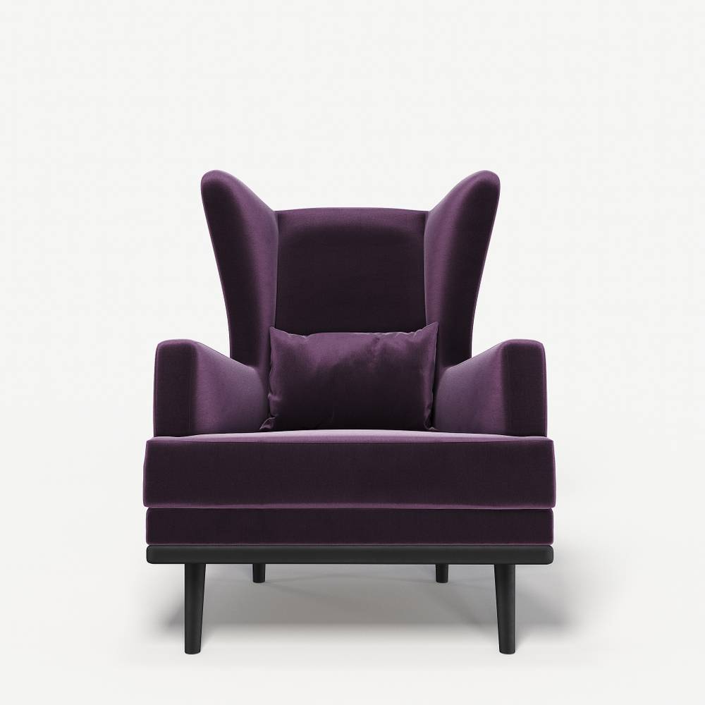 Мягкое кресло с ушами Фантазёр Z-11 (Фиолетовый 10) на высоких ножках, для отдыха и чтения книг. В гостиную, балкон, спальню и переговорную комнату.