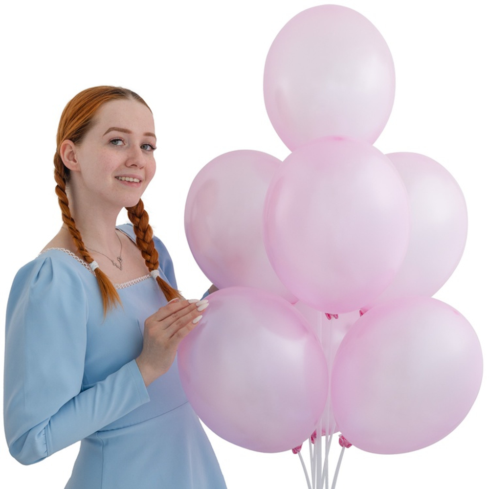 Нежно-розовые воздушные шары металлик Экстра Pink