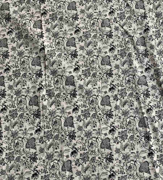 Коттон принт, веточки черные/серые на белом BST3452