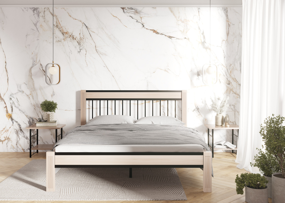 Кровать Форвард АГАТА 160, черный/натуральный