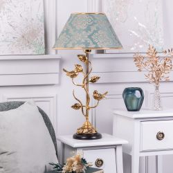 Настольная лампа Терра Spring Бронза с абажуром №38 Vatican (Ватикан) Аквамарин