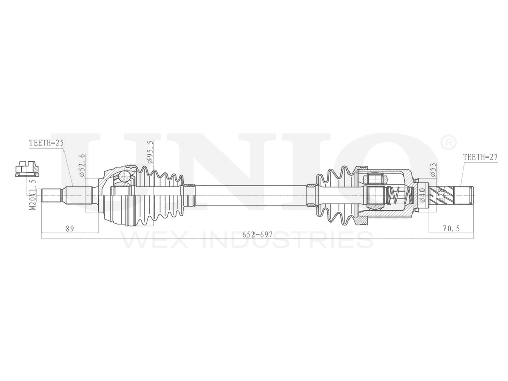 Привод в сборе передний левый UNIO CVJ-10075