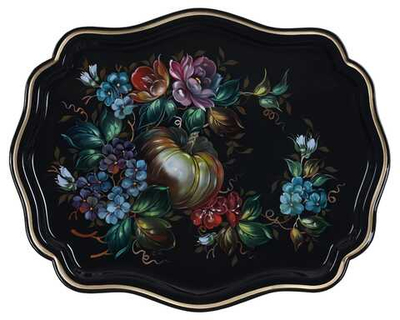 Жостовский поднос декоративный, размер 45х36 см (A20), металлический