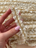 Тесьма твидовая бежевая с золотистой цепью