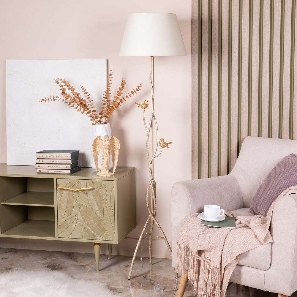 Светильник напольный торшер Терра с абажуром Сити-2 Кремовый