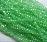 БП020ДС34 Хрустальные бусины "рондель", цвет: светло-зеленый AB прозрач., 3х4 мм, кол-во: 95-100 шт.