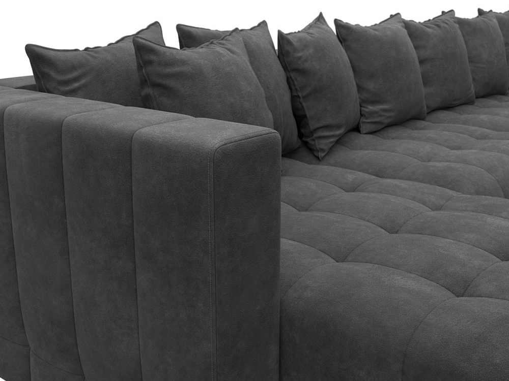 Диван П-образный Лига-052 НПБ Лонг, BRUT 16 ВЕЛЮР темно-серый