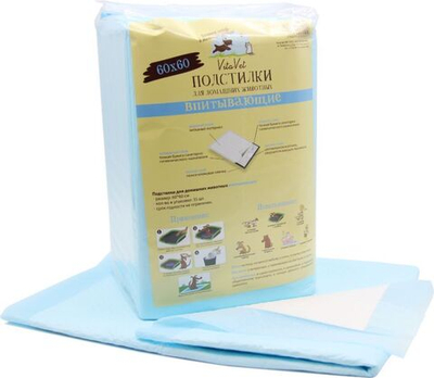 Пеленки VitaVet CARE гелевые, впитывающие, с фиксирующими полосками, 60х60 см, 35 шт.