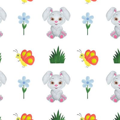 Зайчики акварель