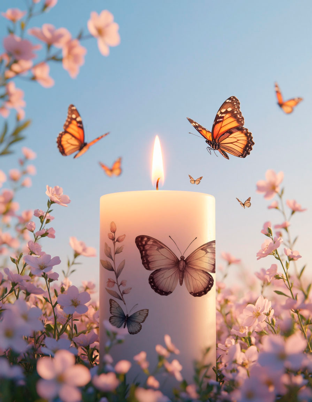 Трансфер переводной - декаль для свечей и гипса бабочки 012 А5