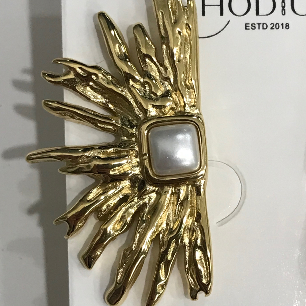 Серьги-гвоздики "Лучи" 39мм, сталь