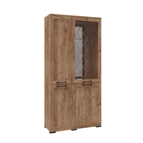 Гостиная София Шкаф с полками и витриной СШ-2 дуб крафт табачный