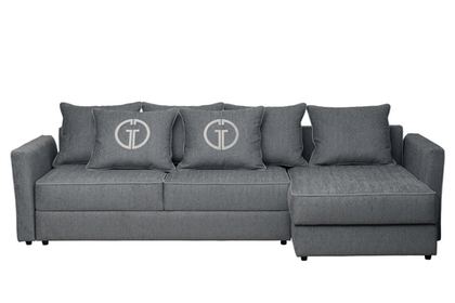 Диван треxместный с канапе Garda Decor Sorrento 290 серая рогожка меxанизм тик-так