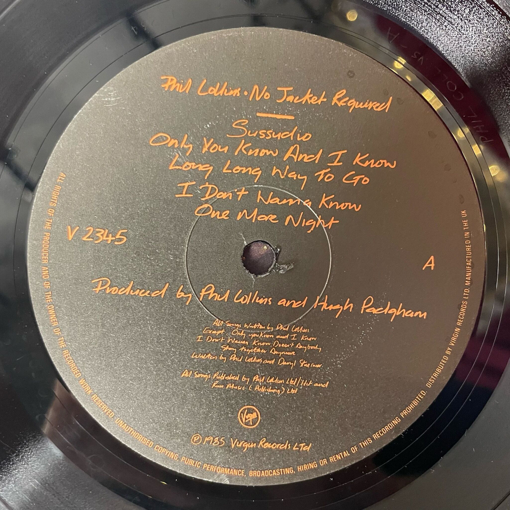 Винтажная виниловая пластинка LP Phil Collins No Jacket Required (UK 1985) Only You Know And I Know