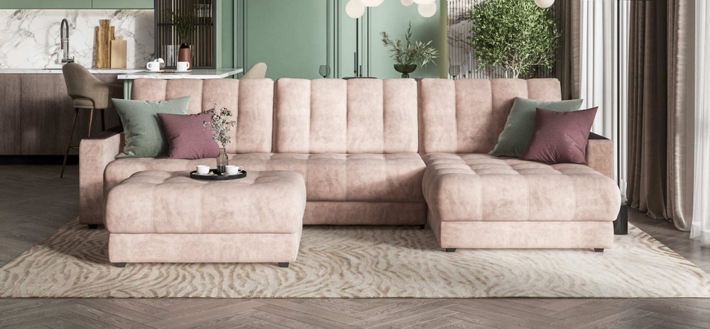 Угловой диван BOSS 3.0 MAX Велюр Royal пион