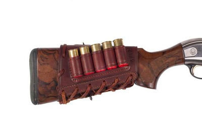 Патронташ на приклад Хольстер 25 лет 5п.12кал. / кожа ((Черный))