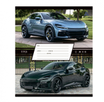 Тетрадь 12л., линия, Alingar, скрепка, блок офсет, 100% белизна, мелованный картон (стандарт), "Люксовые авто"