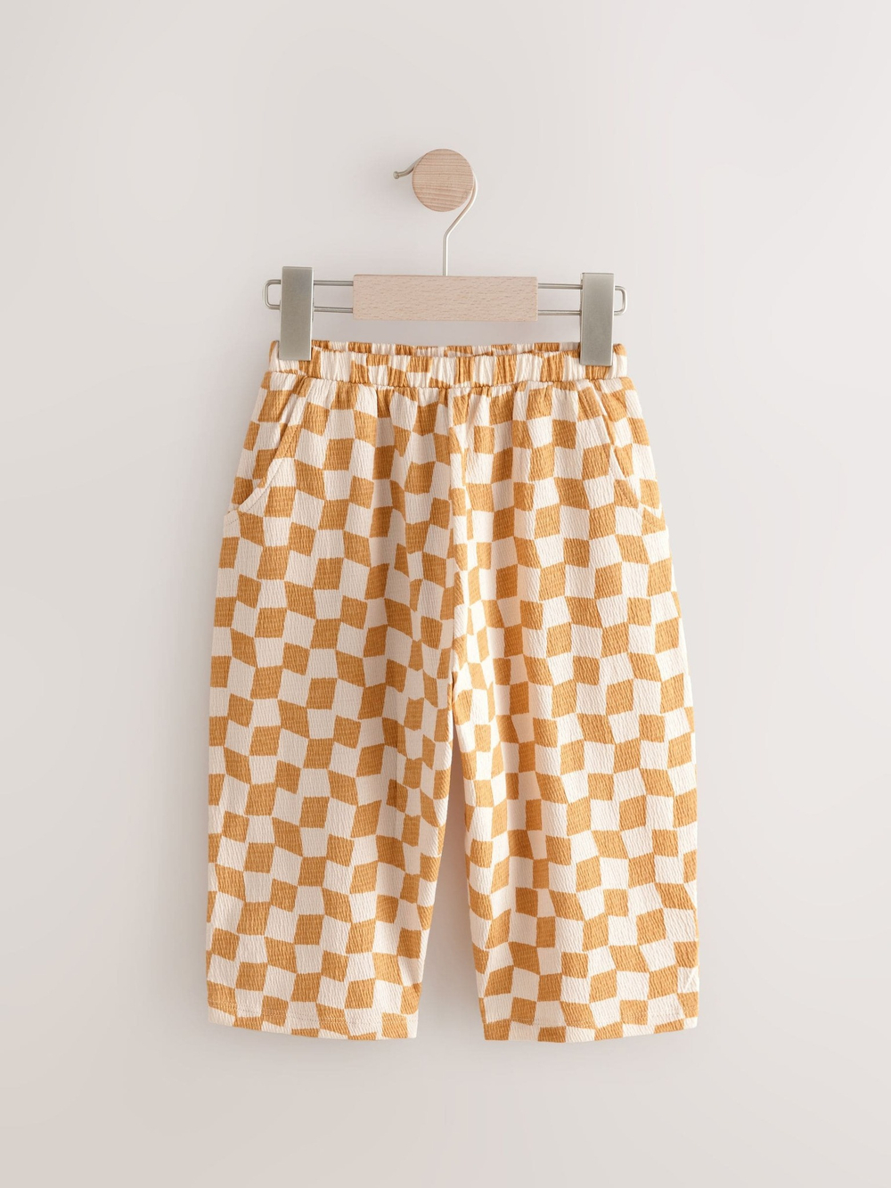 Брюки широкие для девочки Next E51-654, Желтый, Молочный