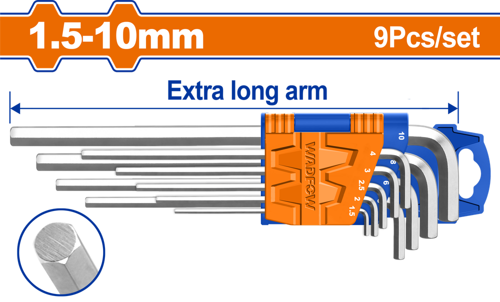 Набор шестигранников HEX Long Extra WADFOW WHK1292 1,5-10 мм