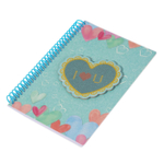 Блокнот в футляре 17,0 см * 22,0 см, гребень, Alingar, мел.картон, аппликация, замочек, 60 л., линия, "Сердце", бирюзовый