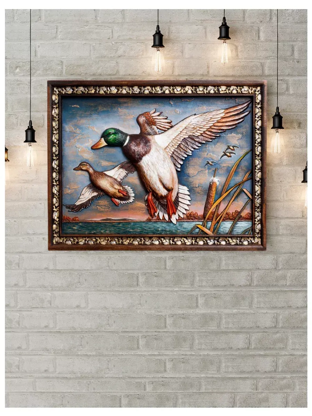 Картина деревянная "Утки"