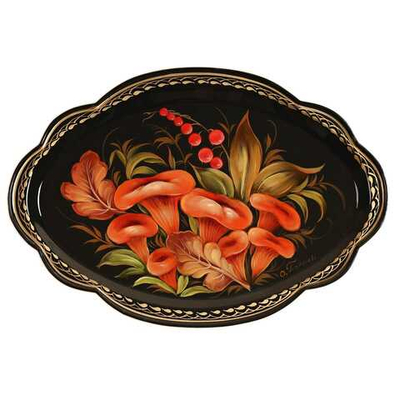 Жостовский поднос декоративный, размер 32х22 см (A11), металлический