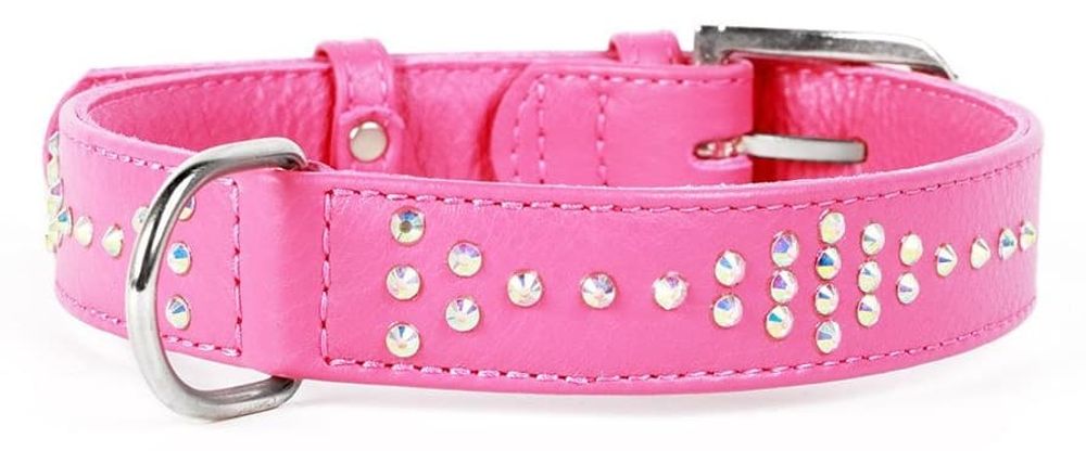 Ошейник "CoLLaR GLAMOUR" с клей.стразами (ширина 20мм, длина 30-39см) розовый