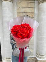 Букет красных французских роз 3 штуки