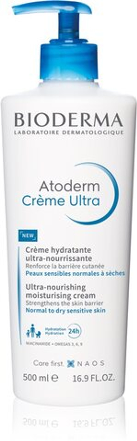Bioderma Atoderm Cream - питательный крем для тела для нормальной и сухой чувствительной кожи, без запаха /  Bottle with Pump 500  ml  / GTIN 3701129805343