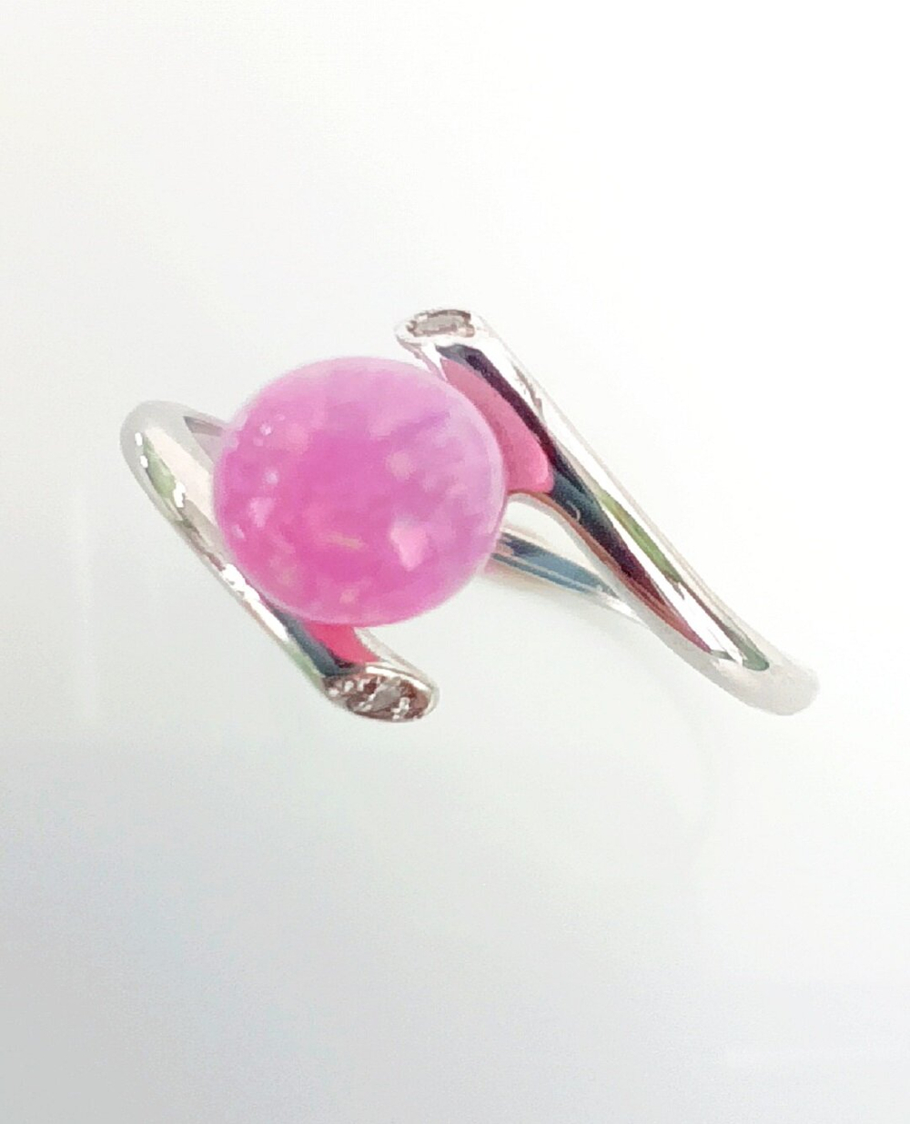 Кольцо "Эстерелла", серебро 925, родированное, с опалом и фианитом/Ф