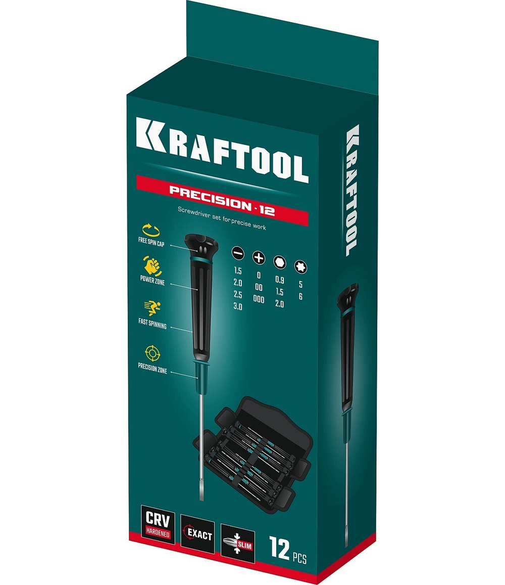 KRAFTOOL Precision-12, 12 предм., для точных работ, набор отверток (25689)