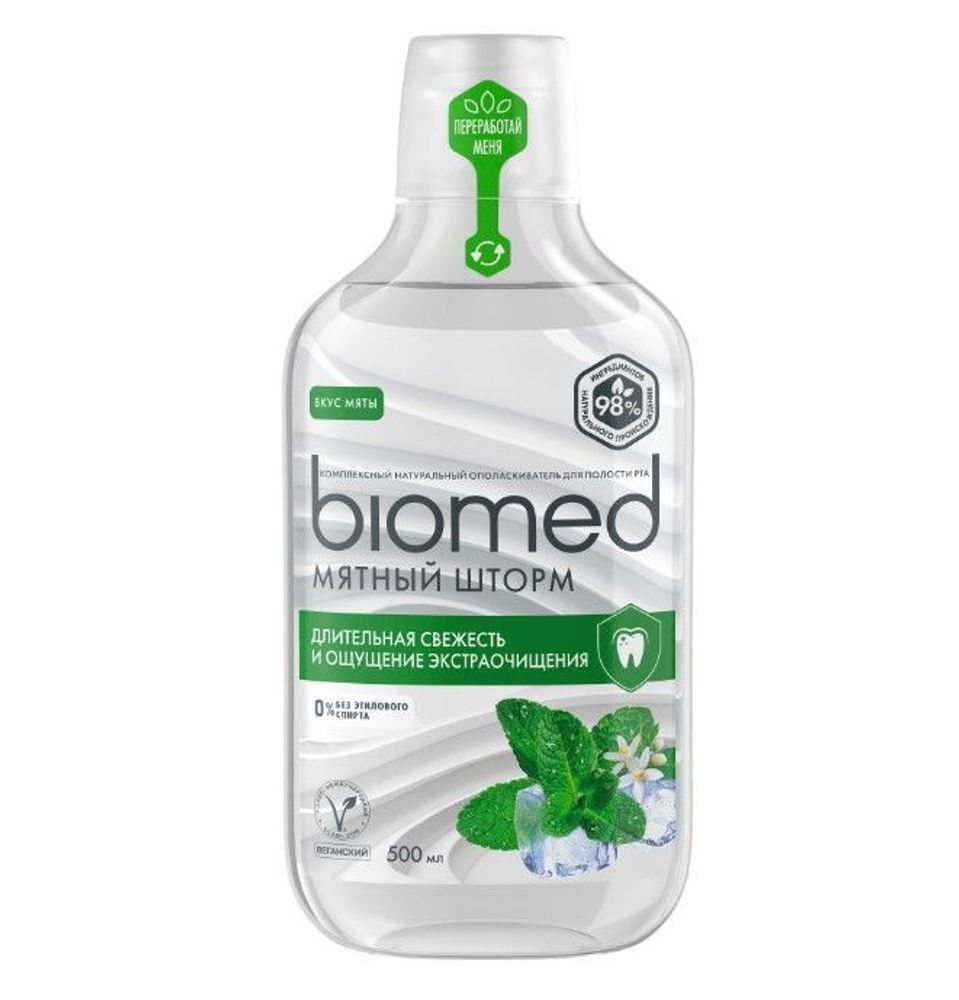 BIOMED 500мл. Ополаскиватель МЯТНЫЙ ШТОРМ