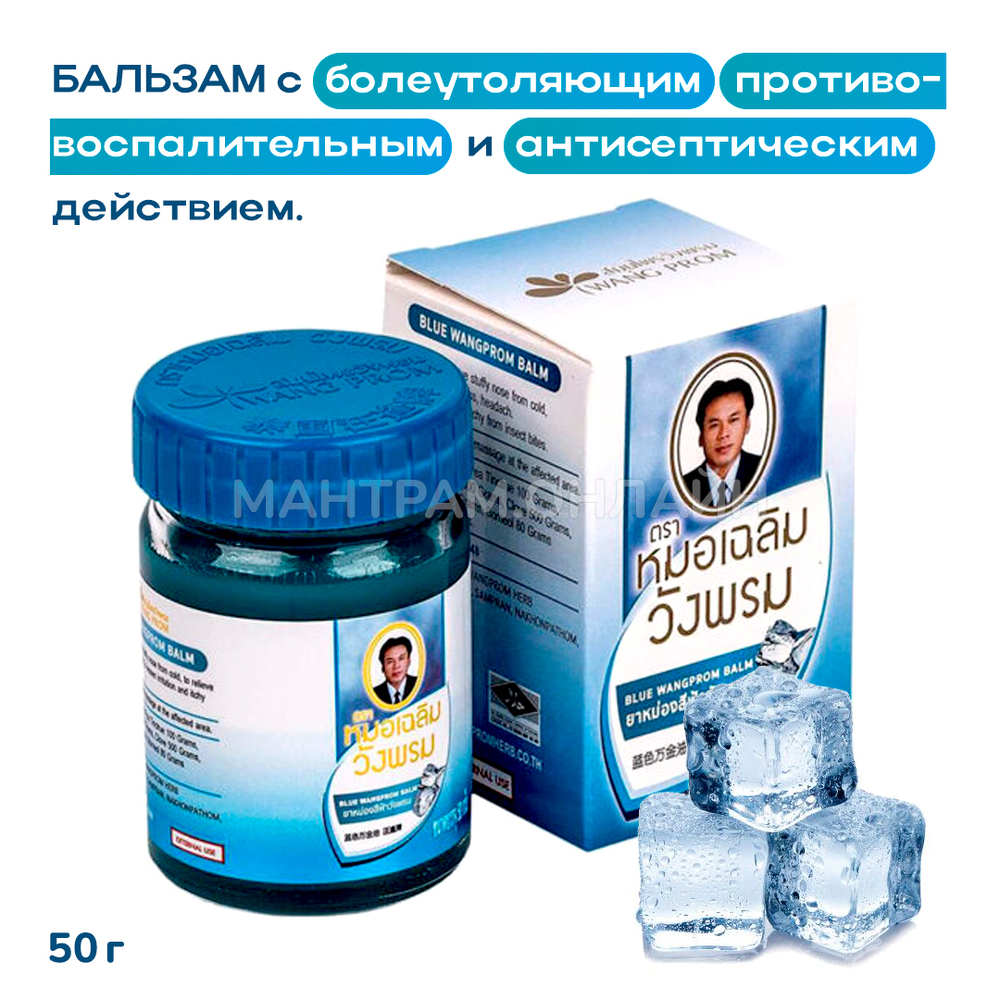 Бальзам для тела Wang Prom Blue Balm синий от варикоза охлаждающий для снижения боли в теле 50 г