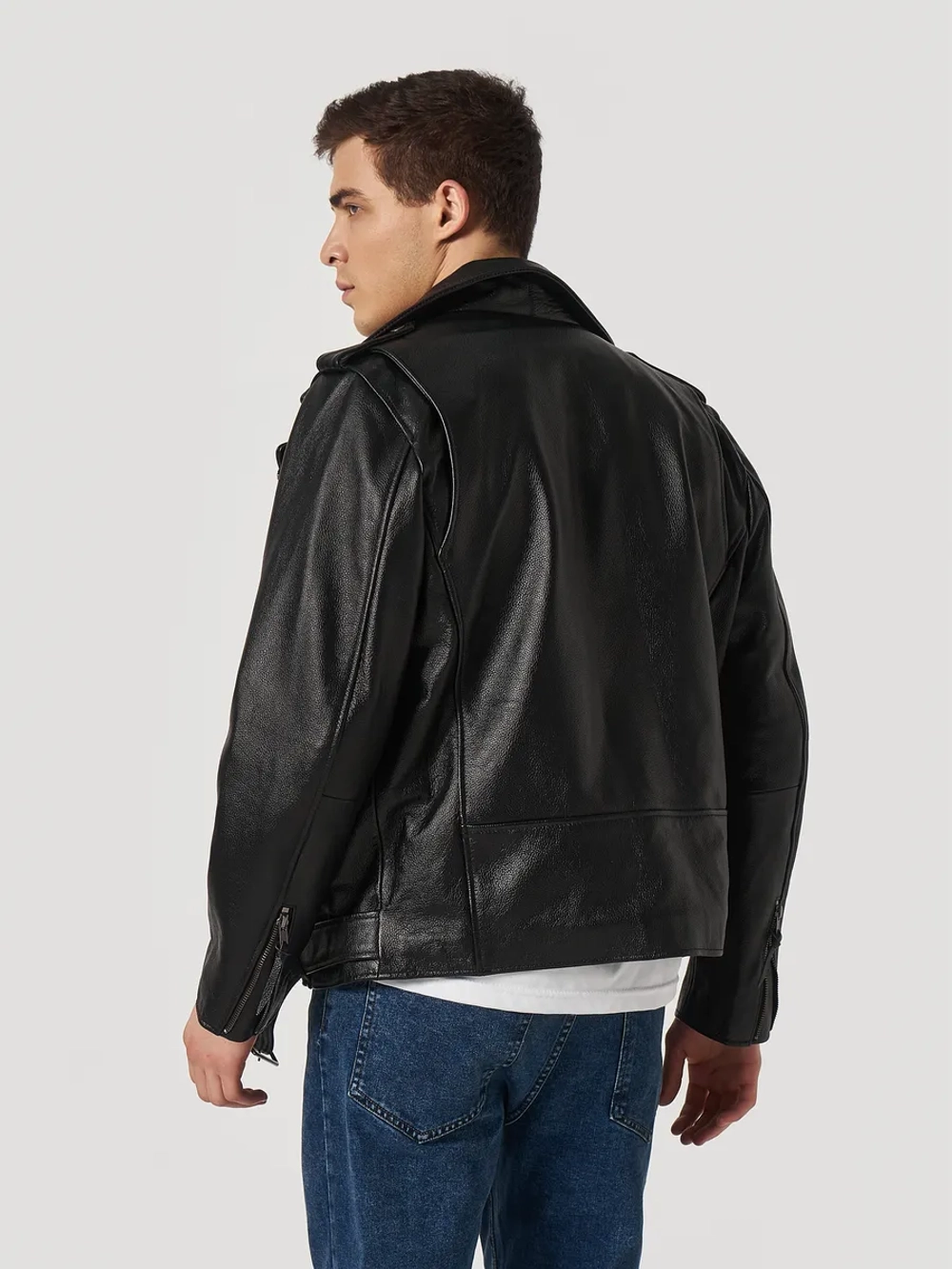 Косуха из натуральной кожи байкерская куртка