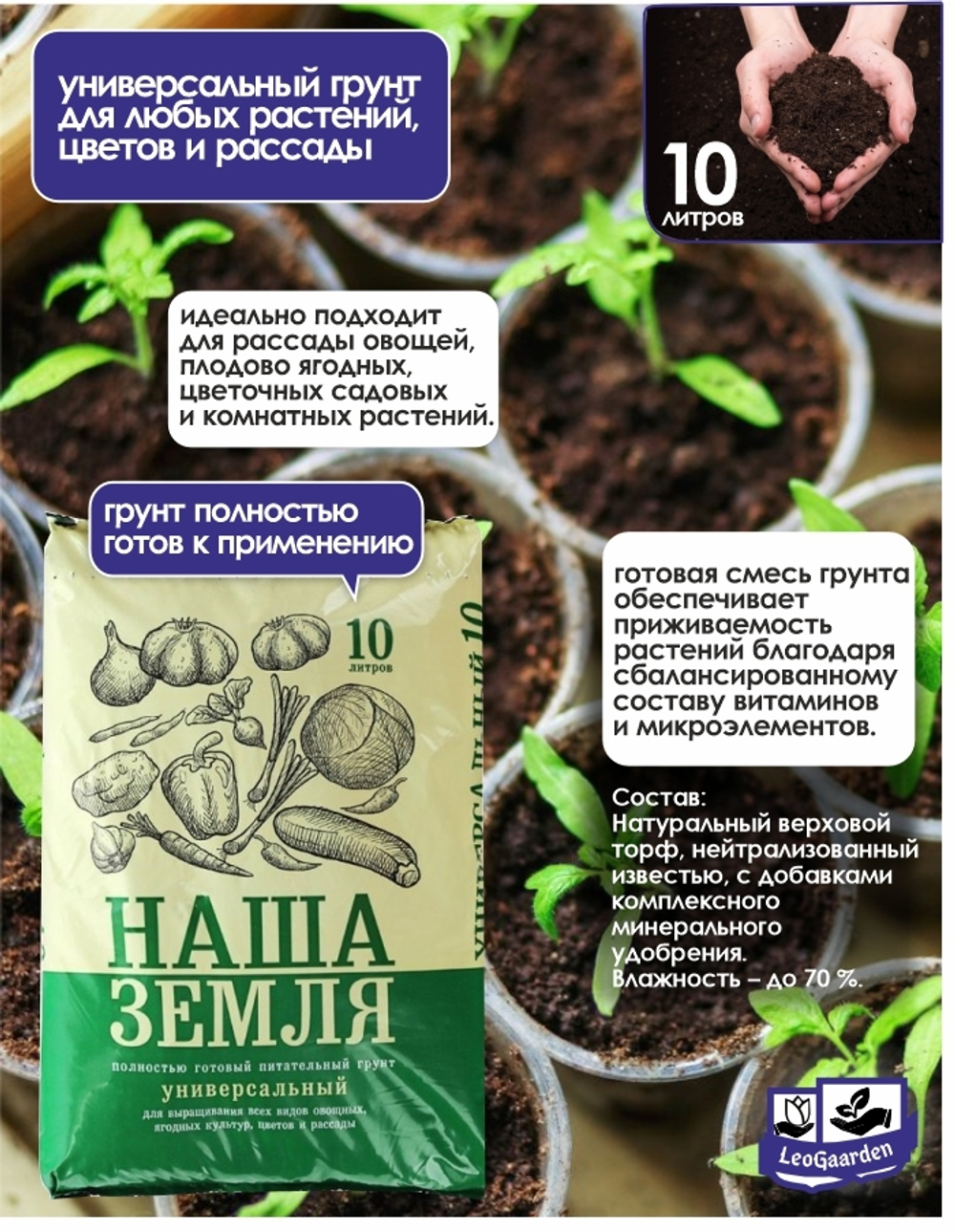 Грунт питательный, универсальный "Наша земля", 10 л