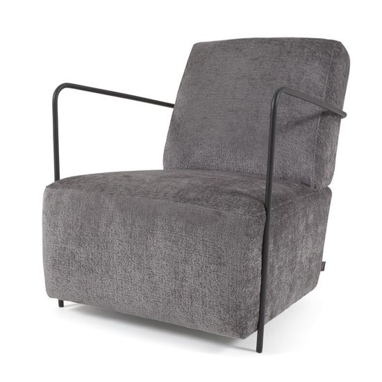 Кресло Gamer из серой синели и металла с черной отделкой