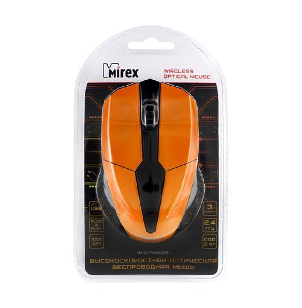 Мышь беспроводная MIREX W3009ORN Black-Orange USB