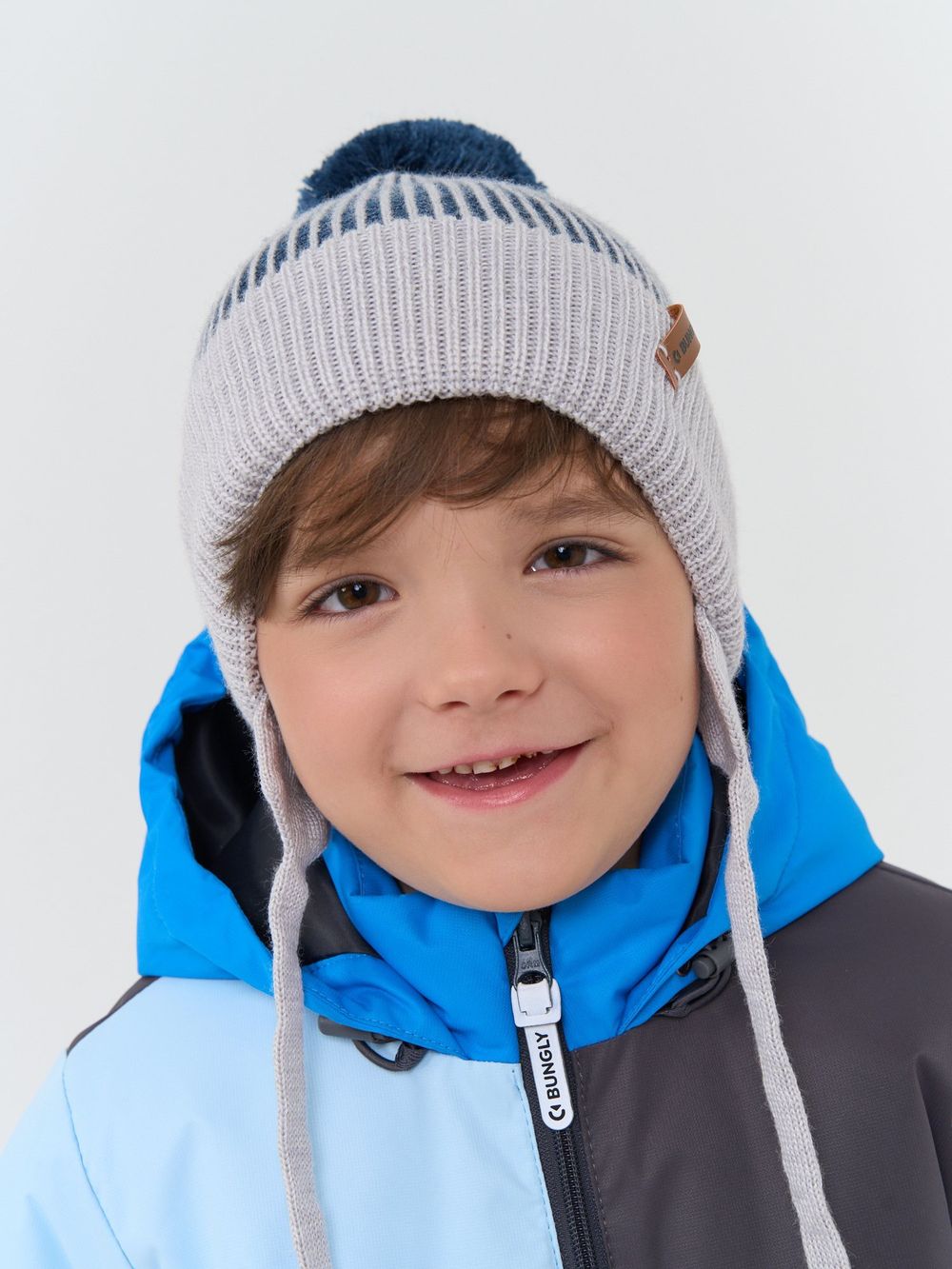 Шапка из смесовой шерсти "Деним" на завязках