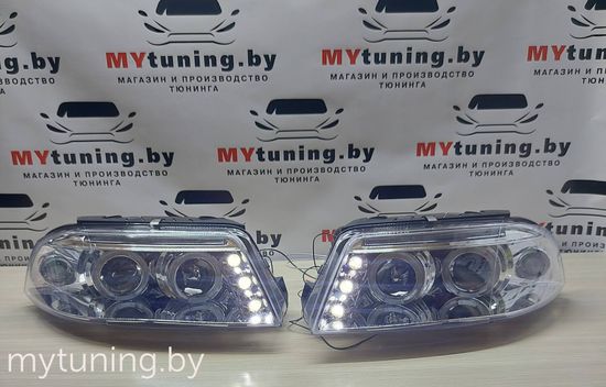 Передние фары angel eyes chrome для VW Passat B5 GP