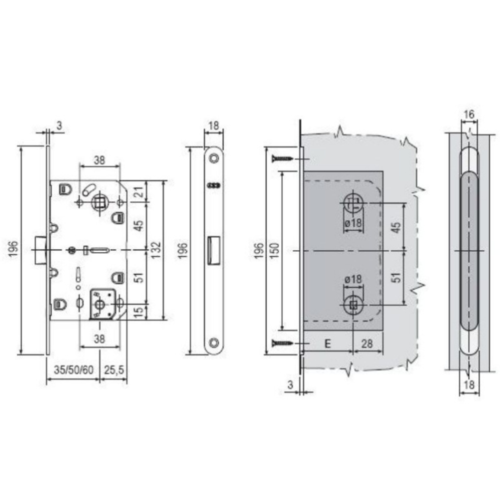 Замок AGB MEDIANA EVOLUTION WC B01102.50.93 комплект черный п/фикс. (инд.уп + B01000.13), о/пл