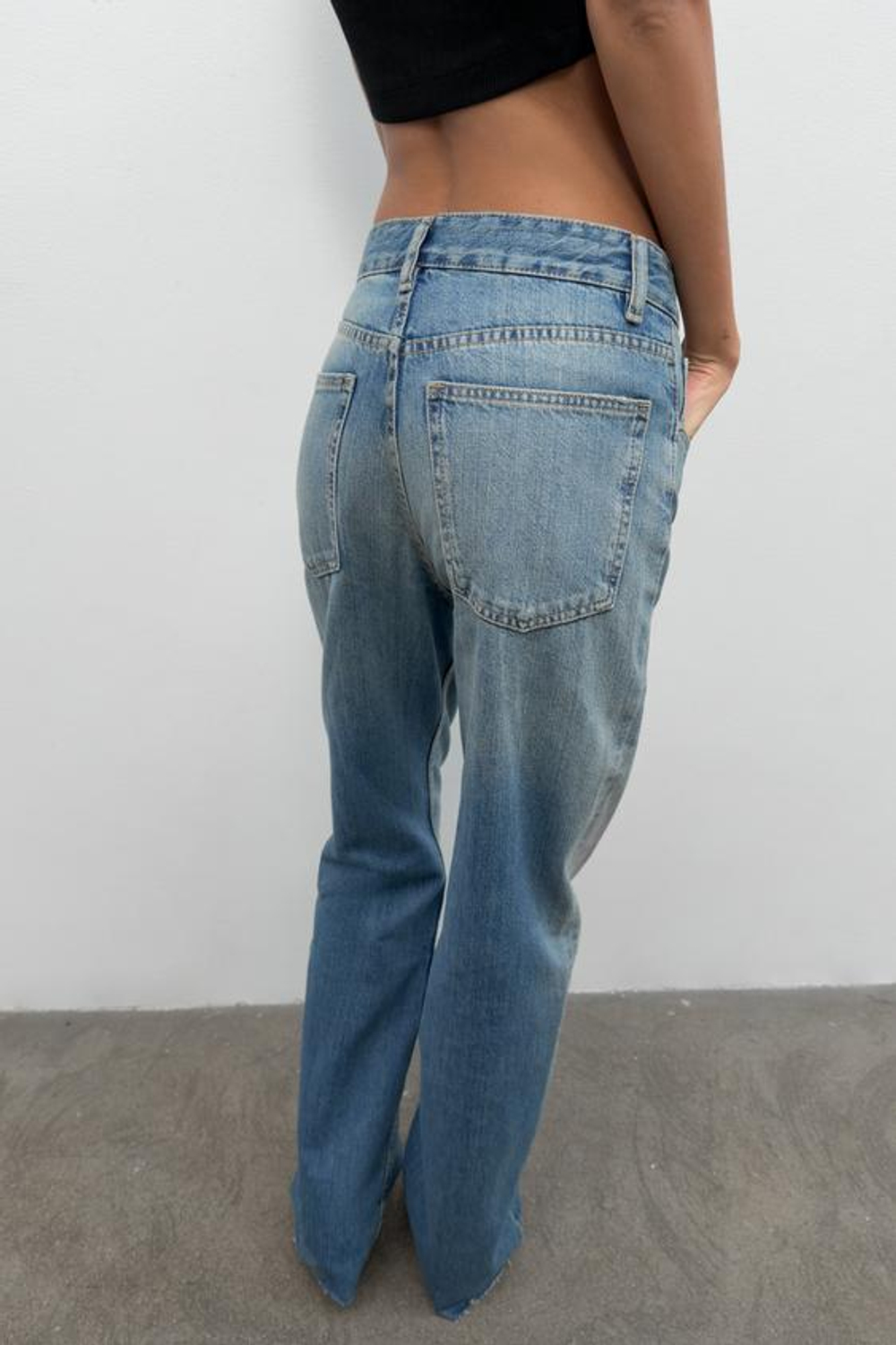 ZARA ДЖИНСЫ TRF WIDE LEG С ВЫСОКОЙ ПОСАДКОЙ, СИНИЙ