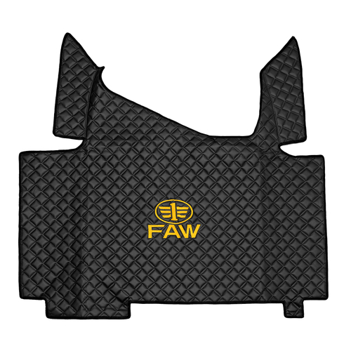 Ковры FAW J7, (экокожа, черный, черный кант, желтая вышивка)