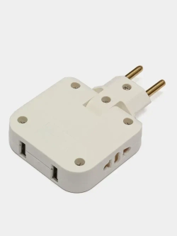 Тройник для розетки с USB плоский поворотный на 180 градусов, разветвитель электрический