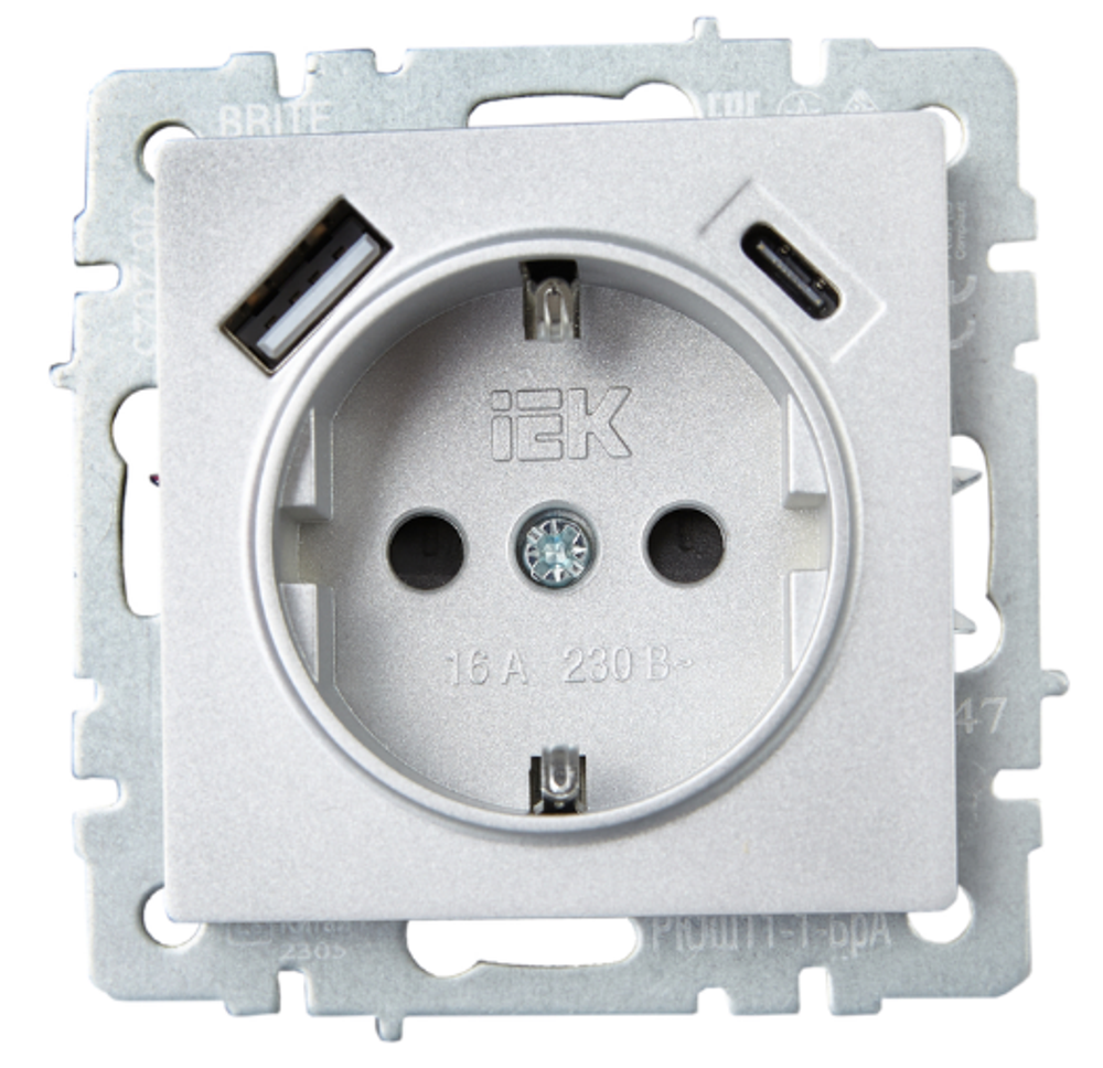 Розетка с заземлением  IEK BR-R14-16-U22-018-K47