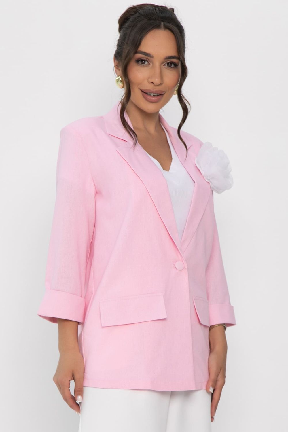 Пиджак льняной Мэрлин (розовый) Б15430-7М LT Collection