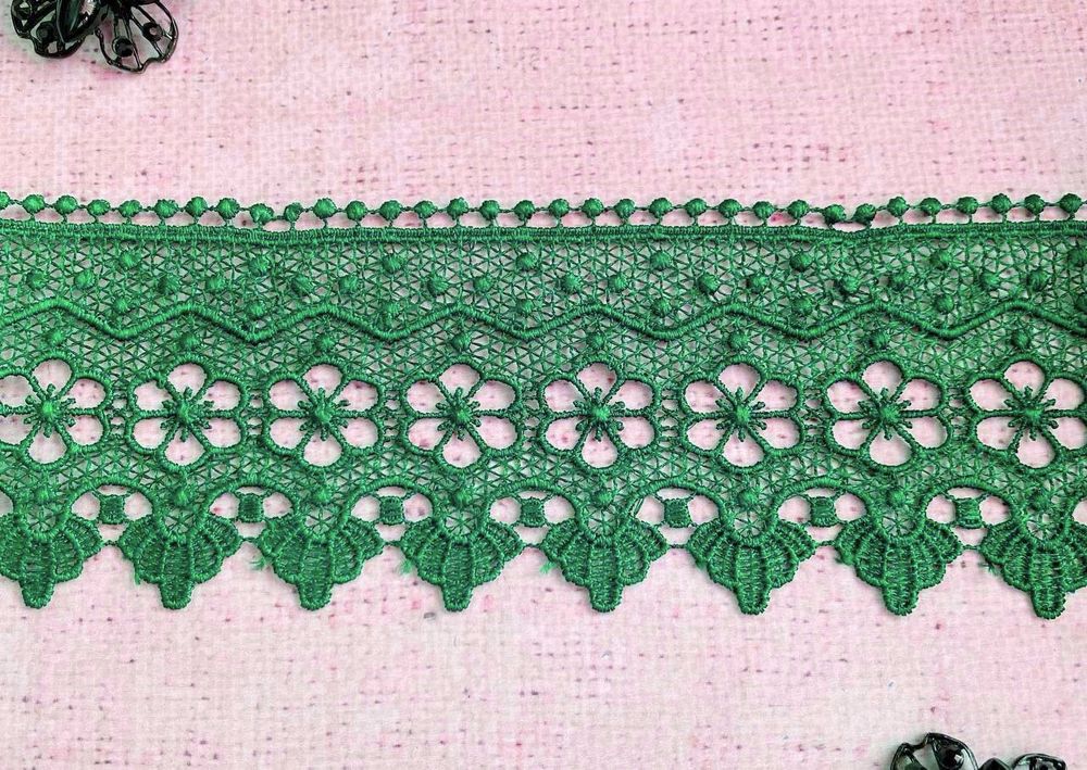 Кружево плетеное, ш. 7,8 см, зелёный