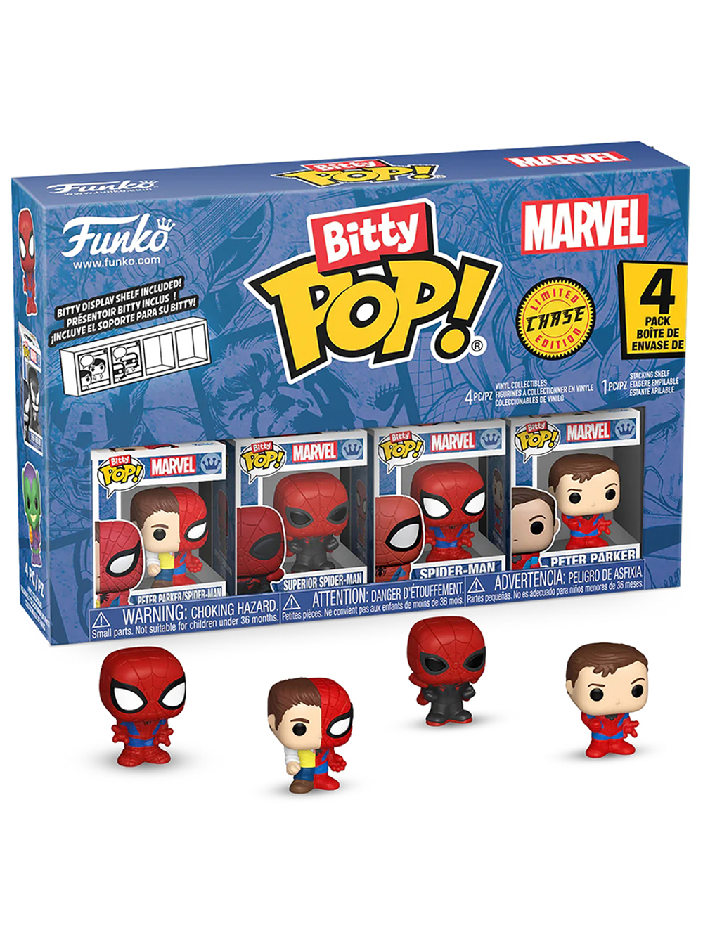 Фигурка Funko Bitty POP! Marvel Spider-Man Parker Split+Superior+Spider-Man+Chase (1 of 4) 4PK 85704