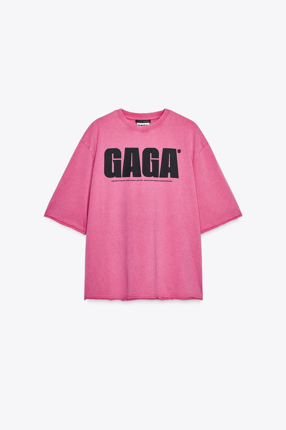 ZARA ФУТБОЛКА С ЭФФЕКТОМ ПОТЕРТОСТИ LADY GAGA, РОЗОВЫЙ