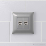 Компьютерная розетка RJ-45 без шторки в стену, кат.6А двойная экранированная, "Avanti", "Закаленная сталь"