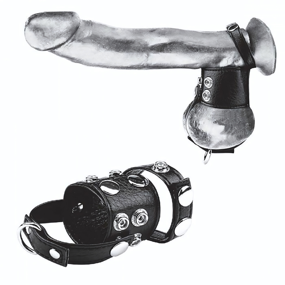 Утяжка на пенис и мошонку Cock Ring With 1.5 Ball Stretcher And Optional Weight Ring (Цвет: черный)